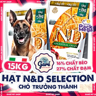 15kg Hạt chó N&D Farmina DOG SELECTION Chó giống vừa và lớn Ancestral Grain nhập Ý Garé Pet Shop