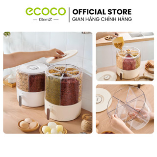 Thùng đựng gạo, ngũ cốc ECOCO 6 ngăn thông minh chống ẩm cao cấp | Hộp đựng đồ khô, các loại hạt đa năng mẫu mới