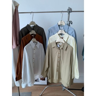 SM414-ÁO SƠ MI BASIC TRƠN DÁNG OVERSIZE 5 màu