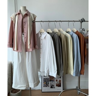 Sm414-áo sơ mi basic trơn dáng oversize 5 màu