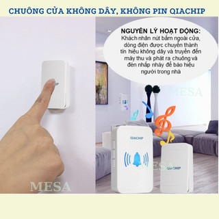Chuông Cửa Thông Minh QIACHIP Không Dây, Không Cần Pin, Lắp Đặt Ngoài Trời Chống Nước, Khoảng Cách Lên Đến 150m