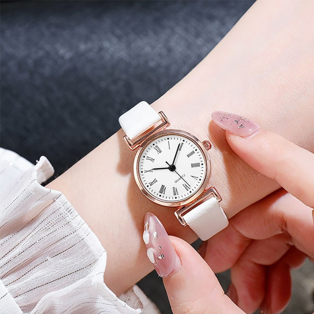 Đồng hồ nữ thời trang Vfas T07,dây da Cao Cấp mềm,mặt tròn nhỏ kiểu dáng mặt số