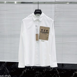 Áo sơ mi burberry nam trắng dài tay thêu mác logo chữ trước ngực chất vải lụa cao cấp mềm mịn đẹp SM03P...