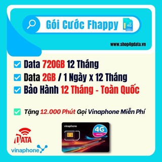 SIM4G FHAPPY Vinaphone ( Miễn phí Gọi + Vào Mạng 1 Năm Tốc Độ Cao )Có Video kèm test Tốc Độ,Bảo Hành 12 Tháng