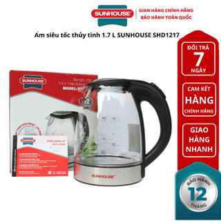 Ấm siêu tốc thủy tinh sunhouse shd1217 dung tích 1.7l - bảo hành 12 tháng ,hàng chính hãng