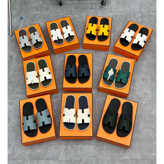 Dép lê nam quai da chữ H siêu nét kèm hộp - Dép nam có kèm video tại shop