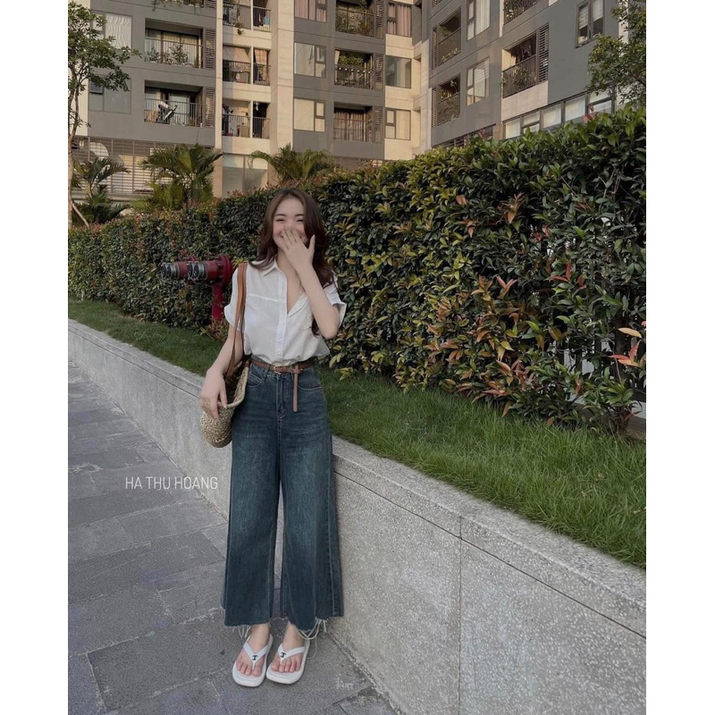 Áo sơ mi nữ dáng suông đũi tơ mềm mát liền túi trước siêu xinh sominstore | BigBuy360 - bigbuy360.vn