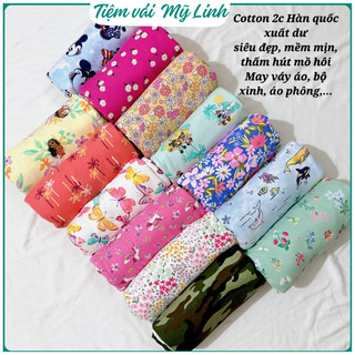 Vải cotton 2 chiều 100% cotton Hàn quốc siêu đẹp không bai nhão may sét bộ cho bé, váy áo, áo phông,…thấm hút mồ hôi tốt
