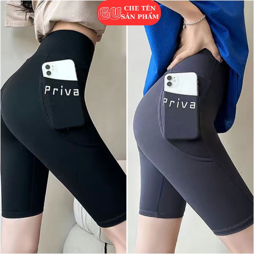 Quần legging nữ cạp cao tôn dáng co giãn 4 chiều, quần legging thể thao tập gym aerobic yoga thoáng khí có túi PRIVA