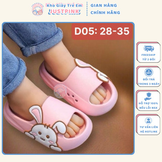 Dép bánh mì trẻ em thỏ hồng êm chân chống trượt cho bé gái 3 - 12 tuối 
