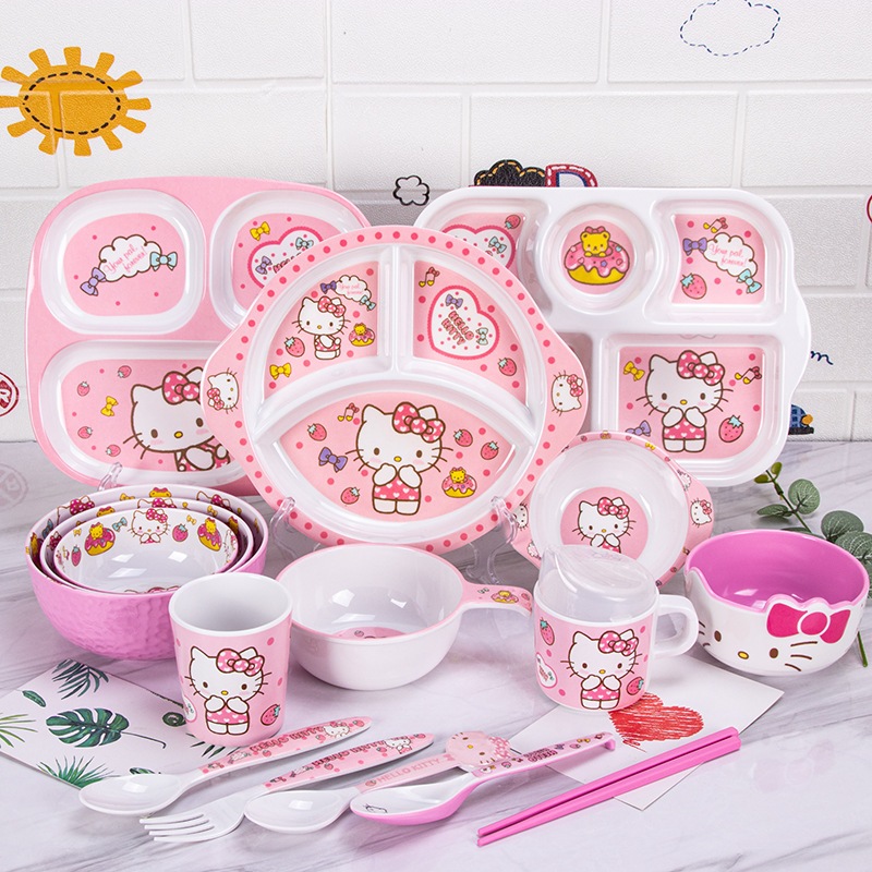 🌸[ HELLO KITTY HỒNG DÂU TÂY ] CHÉN BÁT TÔ DĨA LY CỐC