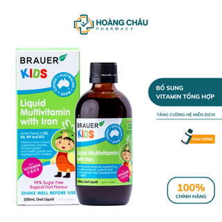 Siro bổ sung vitamin khoáng chất, tăng sức đề kháng cho bé brauer kids multi with iron