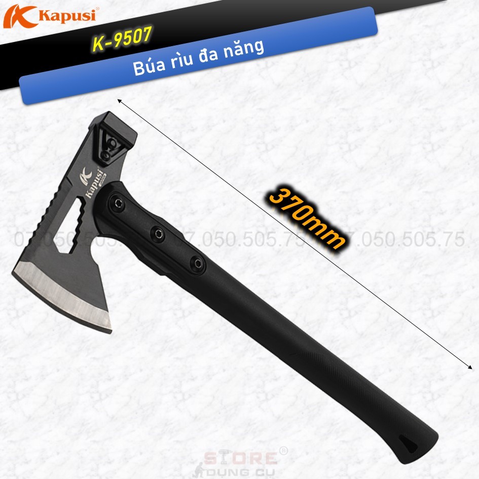 Búa rìu đa năng cao cấp Kapusi K-9507 , Rìu đen cao cấp Kapusi Japan, thép carbon đặc biệt, lưỡi rìu
