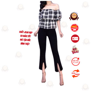 quần jean nữ ống loe lưng cao phong cách thời trang xu hướng mới, quần bò nữ lai ống bas xòe co giãn tốt giá xưởng FVH8