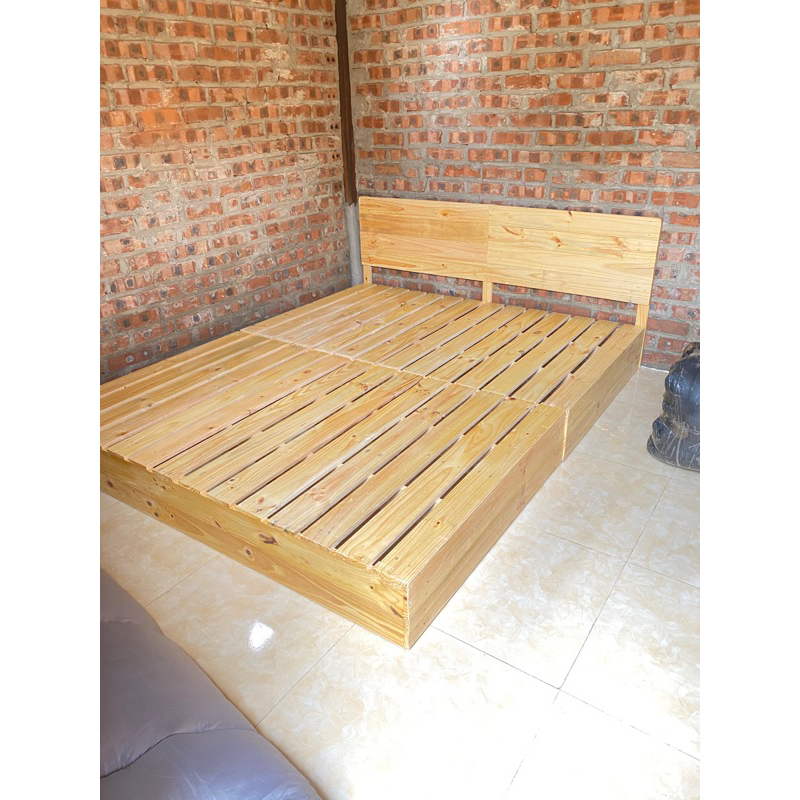 Giường pallet gỗ tự nhiên cao cấp 20cm, giường homestay,nhà nghỉ,decor