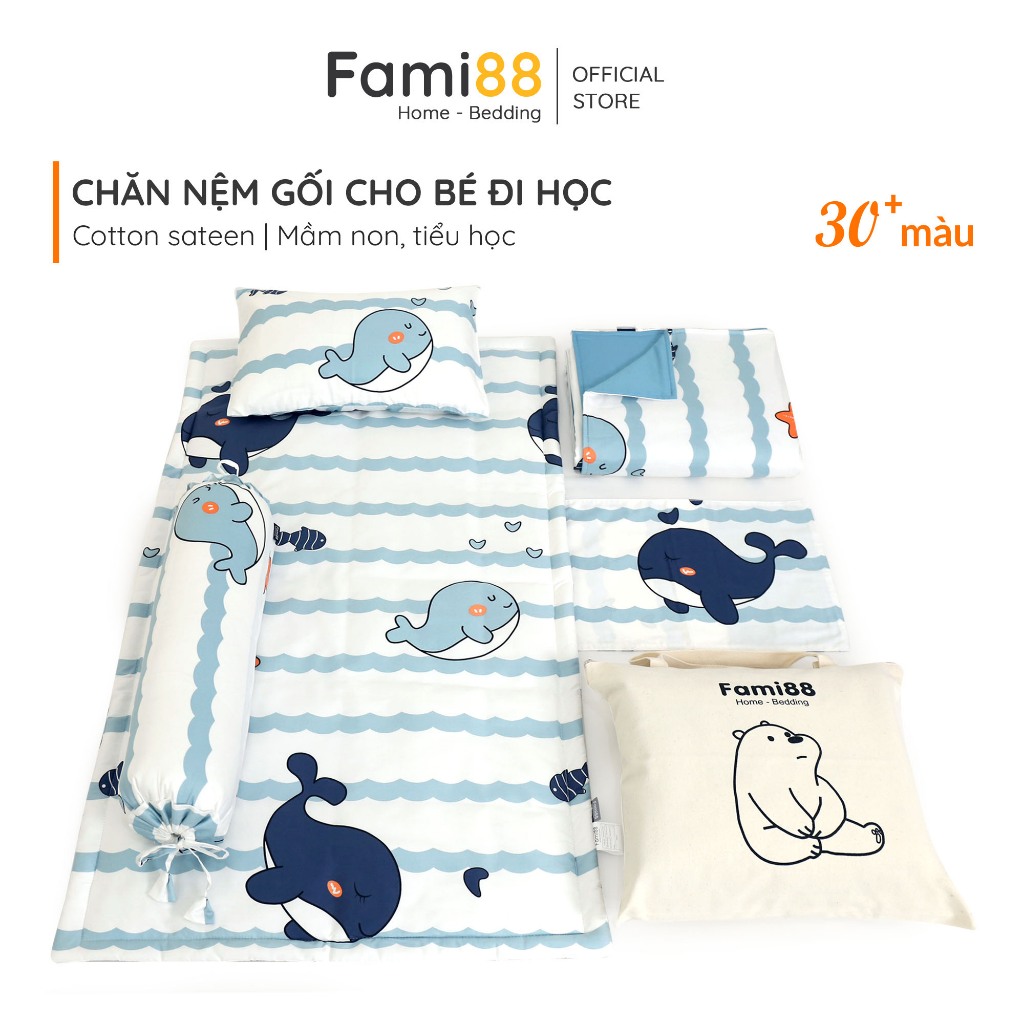 Bộ chăn gối nệm cho bé đi mẫu giáo tiểu học Fami88 Bedding