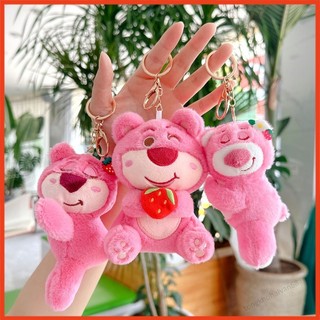 Móc khóa móc treo hình gấu dâu nhồi bông cute mềm mịn dễ thương phù hợp treo balo, chìa khóa