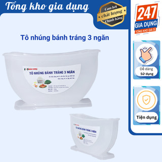 Khay nhựa nhúng bánh tráng, tô nhúng bánh tráng 3 ngăn - Rice paper trace