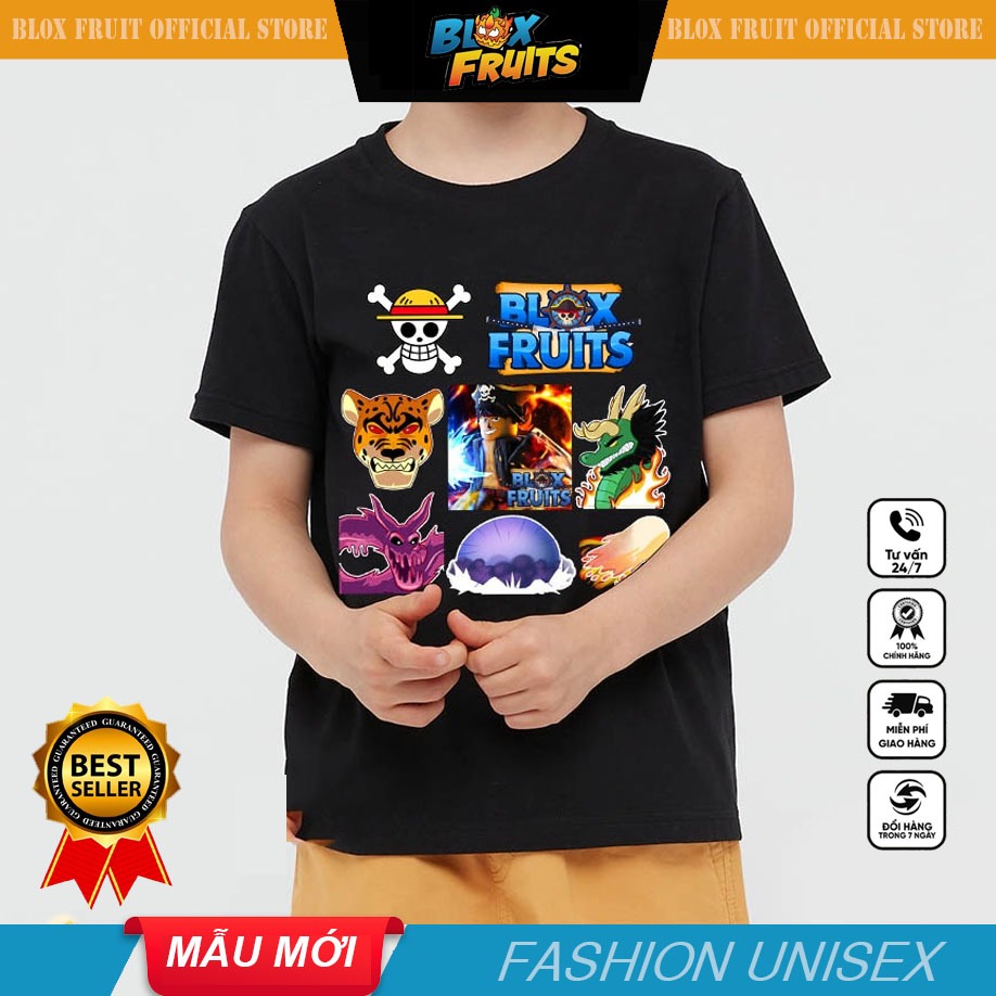 Áo thun trẻ em in hình roblox blox fruit devil luffy cho bé