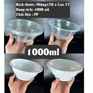 Set 50 Tô Nhựa DÀY 1000ml có nắp , tô nhựa kim cương chất liệu PP an toàn sức khỏe, Đựng Hủ Tíu , Phở , Bún.