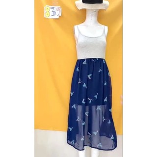 đầm dây thun xám phối chân váy voan. S839