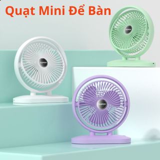 Quạt Tích Điện Mini, Quạt Mini Để Bàn, Quạt Để Bàn Văn Phòng Siêu Mát Không Tiềng Ồn