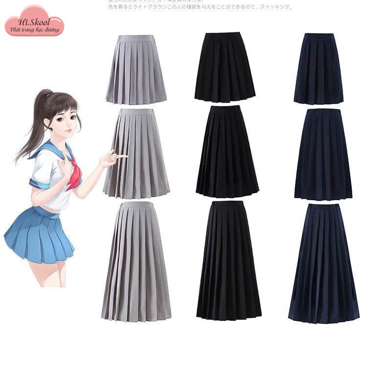 Chân váy JK xếp ly chữ a ngắn trơn basic đồng phục học sinh Nhật Bản/ Váy xoè không kèm quần bảo hộ 