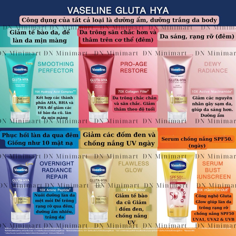Sữa Dưỡng Thể Vaseline Healthy Bright Gluta HYA Serum 10X 300ml