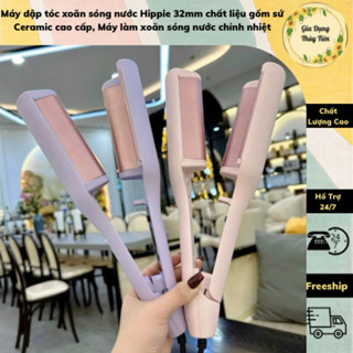 Máy dập tóc xoăn sóng nước Hippie 32mm chất liệu gốm sứ Ceramic cao cấp, Máy làm xoăn sóng nước chỉnh nhiệt