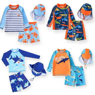  8-36kg Đồ bơi rời tay dài có kèm nón cho bé trai. Đồ bơi bé trai bộ bơi bé trai 