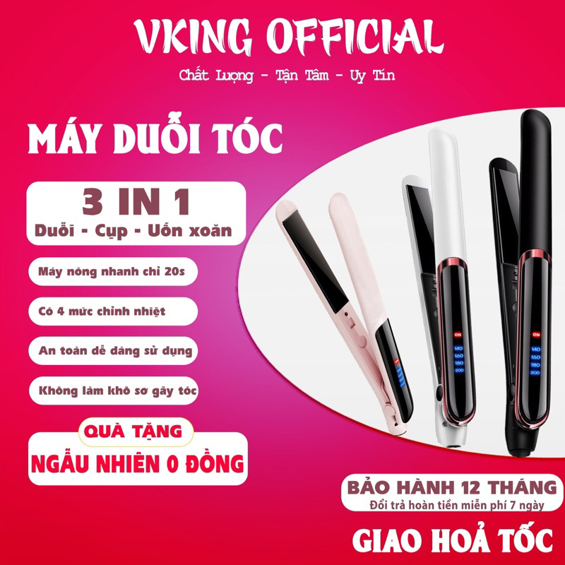 Máy duỗi tóc đa năng 3in1 HOHO Chất liệu gốm làm nóng nhanh, kẹp không rít tóc giúp ngăn ngừa hư tổn an toàn dễ sử dụng