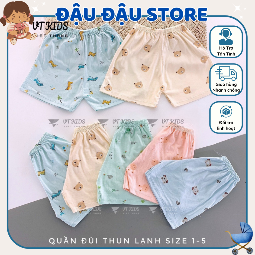 Set 10 Quần Đùi Chục Sơ Sinh Thun Lạnh Màu Cho Bé Gái Bé Trai 4-15kg Vải Mềm Mát Phối Họa Tiết [QL04] Đậu Đậu Store
