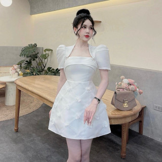 Váy tapta lưới xếp ô đính hoa