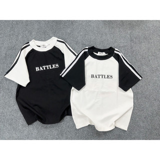 Áo thun baby tee raglan BATTLES vải borip thái co giãn 4 chiều freesize <50kg