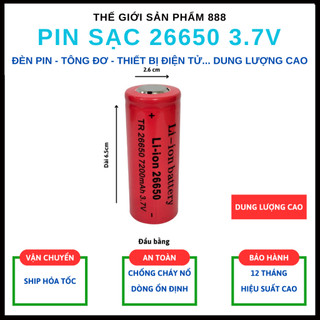 Pin sạc cao cấp dung lượng cao 26650 - 3.7v - 7200mah làm pin máy khoan, đèn pin, sạc dự phòng...
