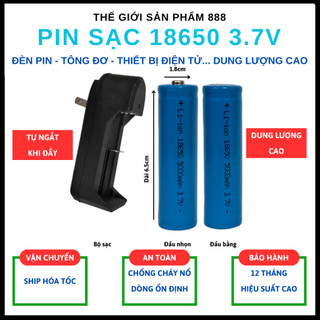 Cell Pin sạc lại dùng nhiều lần 18650 dung lượng cao dành cho quạt mini, đồ chơi, tông đơ..