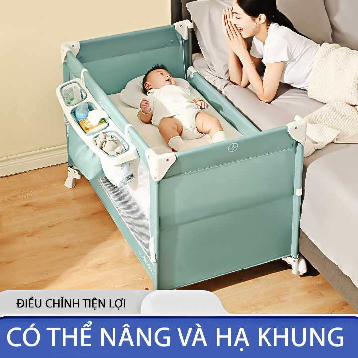 Giường Nôi Đa Năng Cho Bé , Nôi Vải Ghép Giường Có Thể Gấp Gọn Tiện Lợi