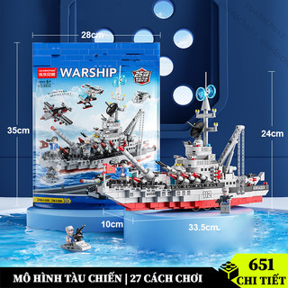 Đồ chơi lắp ráp tàu chiến khổng lồ, mô hình lắp ráp tàu chiến cho bé 651 chi tiết, BIKABO