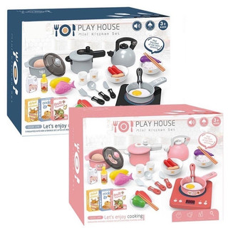 Bộ đồ chơi nhà bếp 36 món Play House cho bé, bộ đồ Chơi nấu ăn 36 món cho bé 2 màu xanh hồng