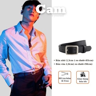 Dây thắt lưng bản nhỏ Sơn tùng 2.3cm đục lỗ may viền - dây nịt lưng nam nữ kiểu hàn quốc 2.3cm chữ nhật  lỗ Cam
