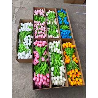 Hoa giả tulip decor trang trí bình thủy tinh, lọ hoa để bàn-1 bông hoa tuylip