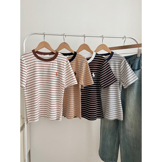 Áo Thun Kẻ Cộc Tay Thêu Ngực Góc Ngực 😍😍