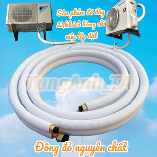 ống đồng điều hòa luồn sẵn 2 đường bảo ôn + loe sẵn 2 đầu giắc co (chỉ việc lắp)