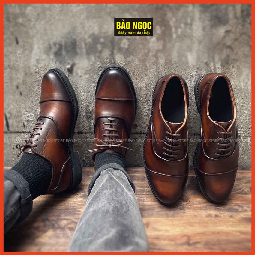 [GIÀY OXFORD] THE NEW OXFORD ver3 Nâu Tỉa Patina | Giày tây công sở, giày cưới , giày sự kiện