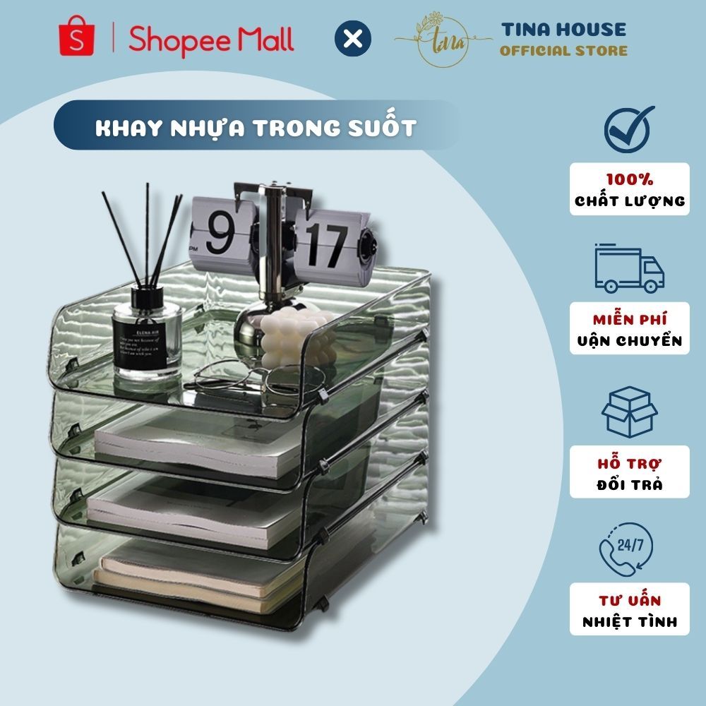 Kệ Sách Để Bàn Trong Suốt Nhựa Acrylic Kệ Đựng Tài Liệu Decor Bàn Làm Việc - Khay Đựng Tài Liệu A4