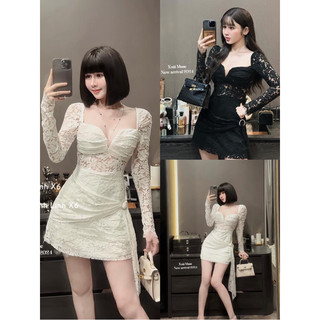 Váy ren sẻ ngực thiết kế tà váy siêu sang