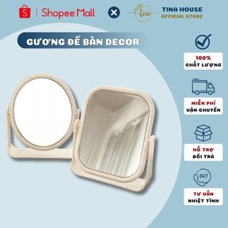  Gương Để Bàn 2 Mặt Xoay 360 Độ Nhỏ Gọn Cao Cấp - Gương Mini Lúa Mạch Nhỏ Gọn Gương Trang Điểm Để Bàn 