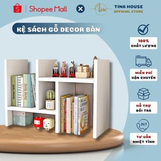 Kệ Sách Để Bàn Gỗ PDF Chống Mối Mọt, Chống Ẩm Mốc, Cong Vênh - Kệ Để Bàn Giá Sách Trắng Tặng Kèm Sticker