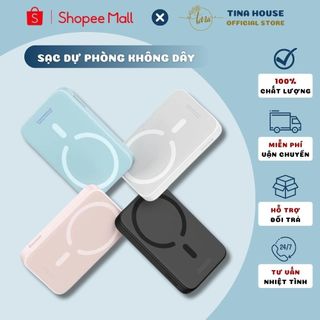 Sạc Dự Phòng Không Dây Sạc Nhanh Pin 5000mAH Hỗ Trợ Các Dòng Máy - Pin Sạc Dự Phòng Mini Có Nam Châm Hít Vào Máy