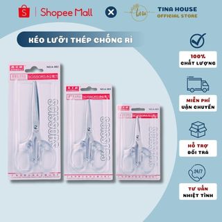 Kéo Văn Phòng Lưỡi Thép Không Gỉ Đủ Size Tiện Lợi - Kéo Cắt Giấy Cán Cầm Trong Suốt Kiểu Dáng Hiện Đại